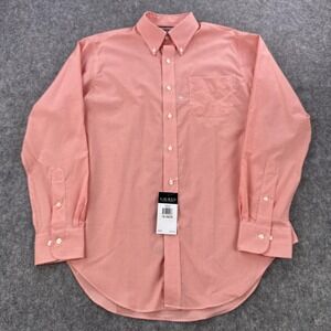 Lauren Ralph Lauren Shirt Mens 16 34/35 Orange Gingham Button Down Non Iron